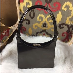 Moschino Metallic Brown Patent Leather Handbag